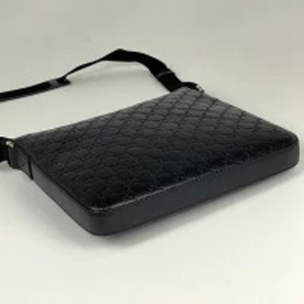 Gucci GG Shima Black Messenger Bag ssima Shoulder Leather ssima Black